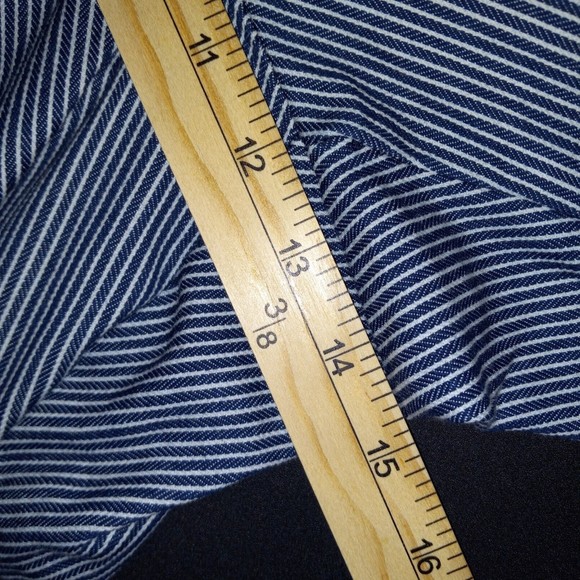 Alfred Dunner Pants Size 18 Blue Pull On Straight Leg Pockets Pin Stripe Cropped - Picture 7 of 12